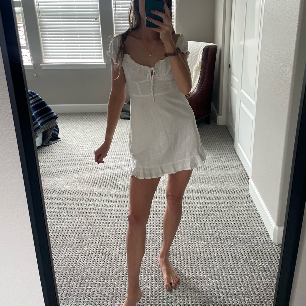 White linen mini dress
